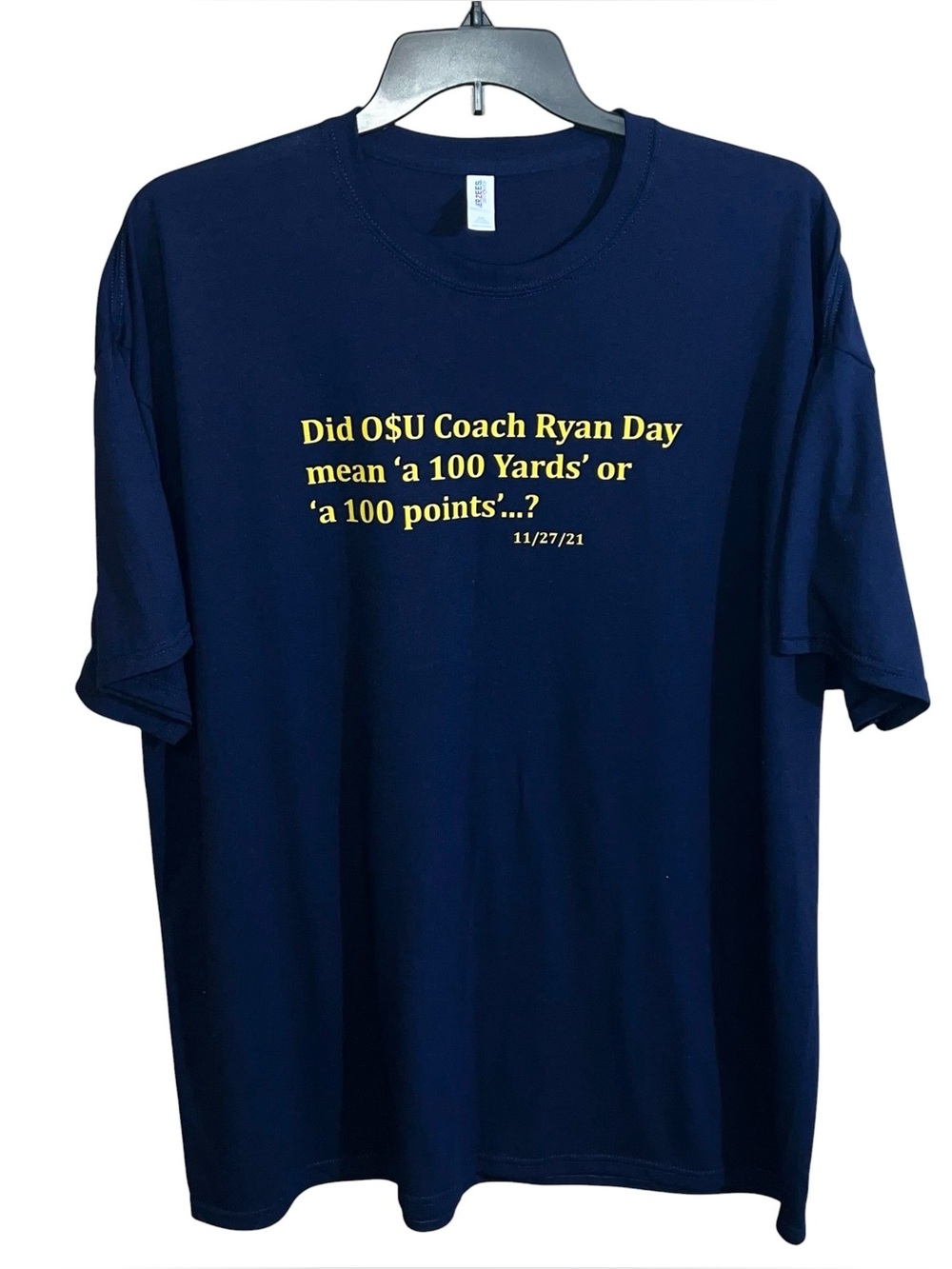 Jerzees Dri-Power ‘a 100 Yards or a 100 points’ Shirt Men’s 3XL Blue Yellow
